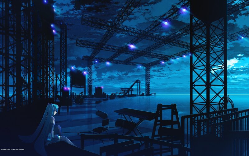 Anime Girl on Stage — Blue