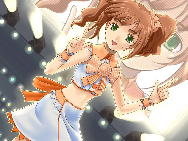 Anime Girl on Stage — Orange, Energetic