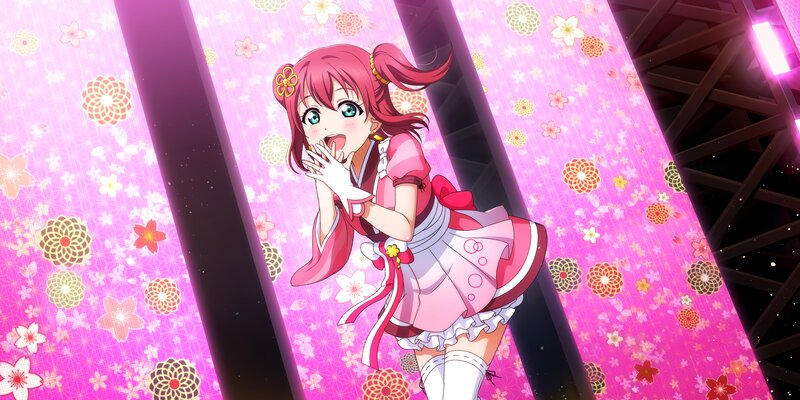 Anime Girl on Stage — Pink, Energetic, Night, Flowers