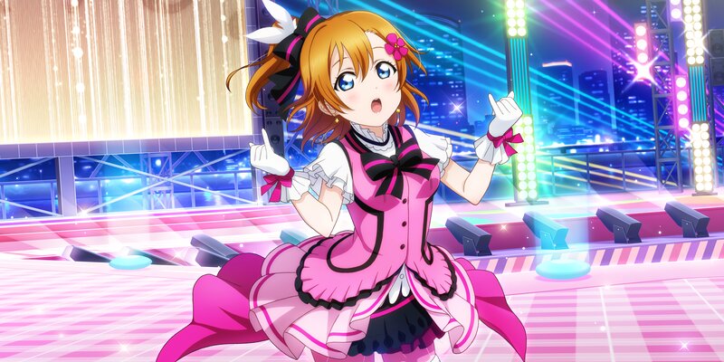 Anime Girl on Stage — Pink, Energetic, Night, Lights, Cityscape