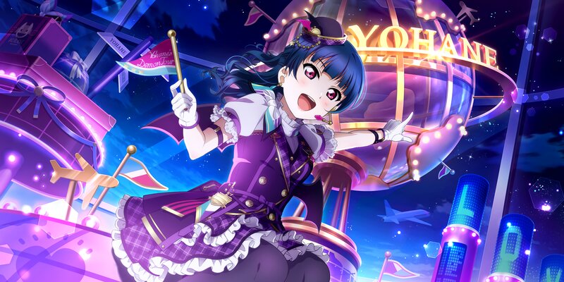 Anime Girl on Stage — Purple, Energetic, Night, Digital Art, Flag