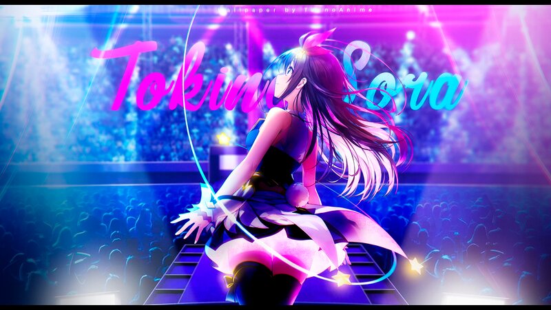 Anime Girl on Stage — Purple, Energetic, Night, Digital Art
