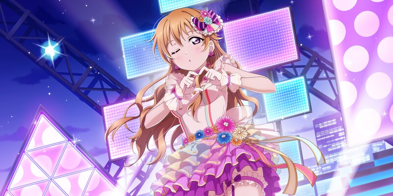 Anime Girl on Stage — Purple, Energetic, Night, Flowers