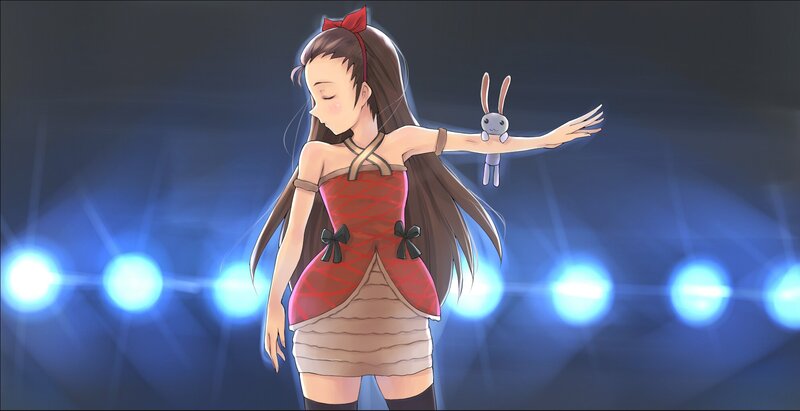 anime girl on stage with bunny