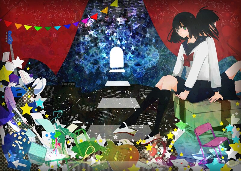 anime girl on stage with stars