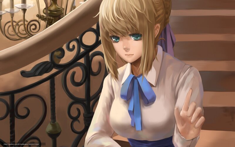 anime girl on staircase