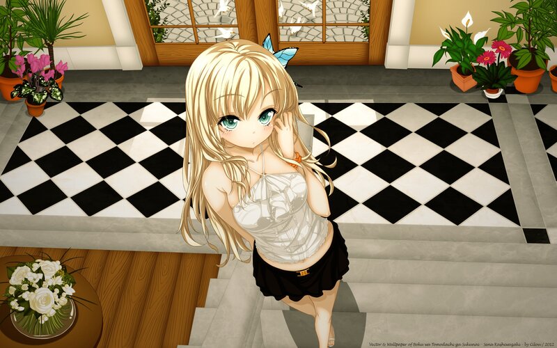 Anime girl on staircase
