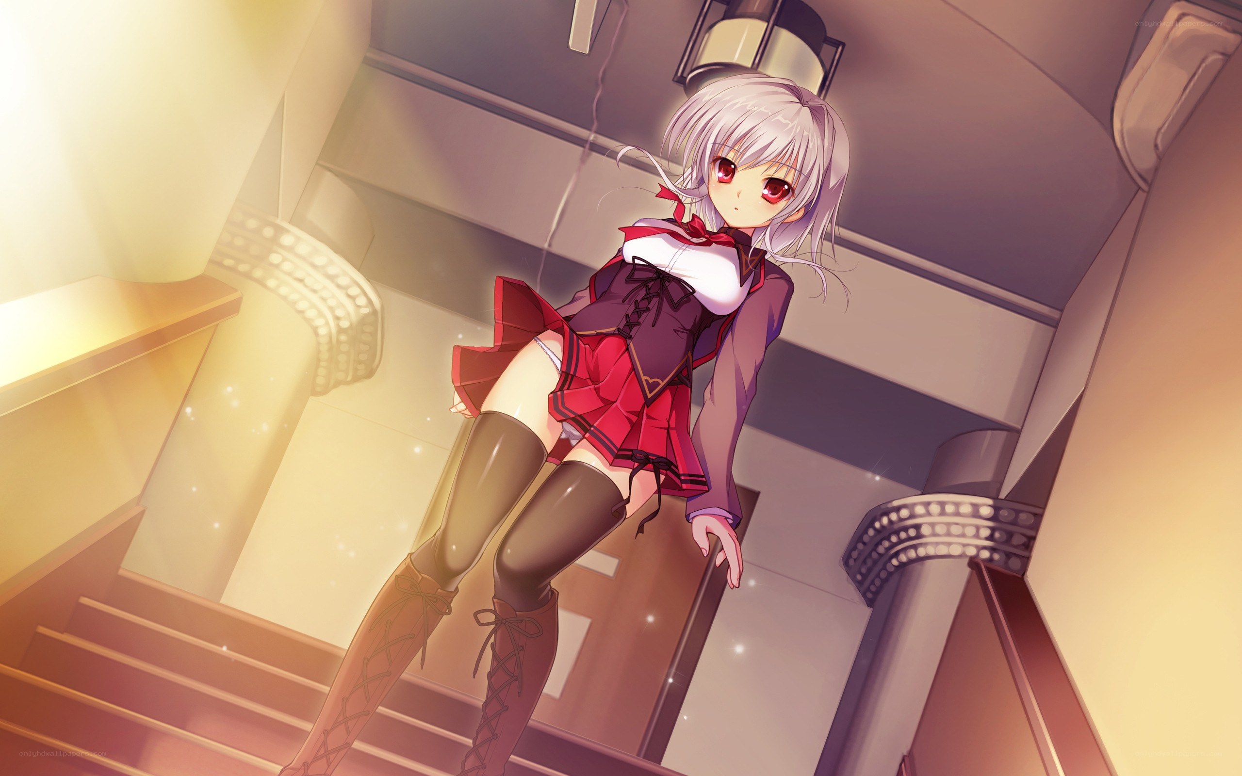 anime girl on staircase