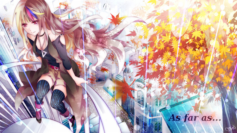 Anime Girl on Staircase — Yellow, Dramatic