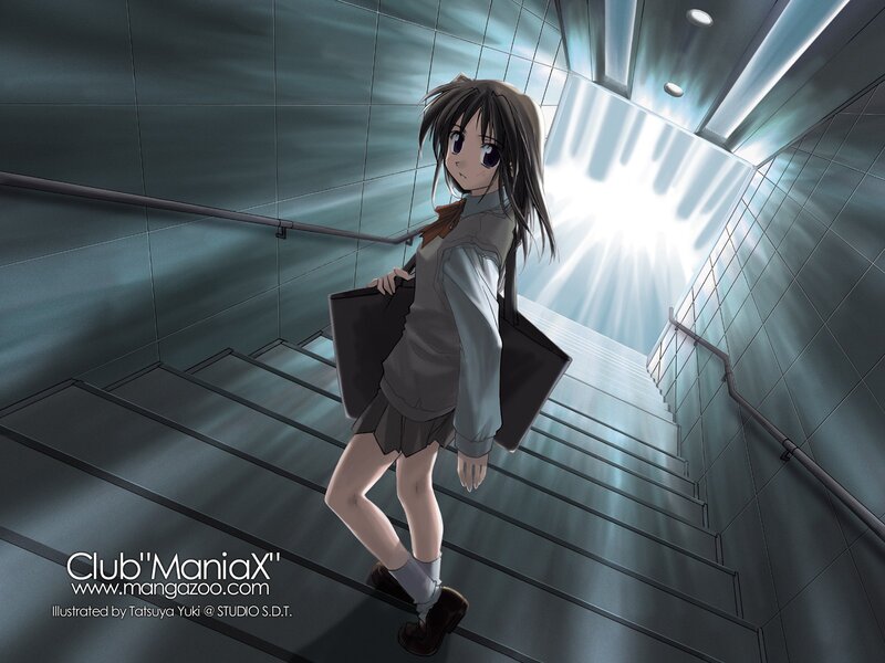 Anime girl on stairs