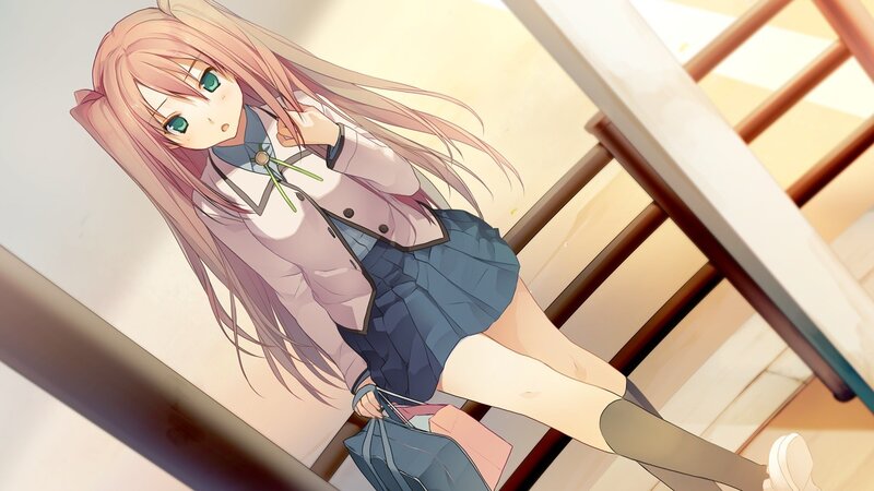 anime girl on stairs