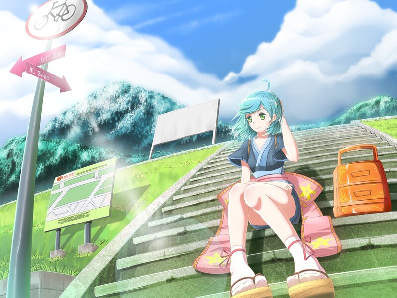 Anime girl on stairs