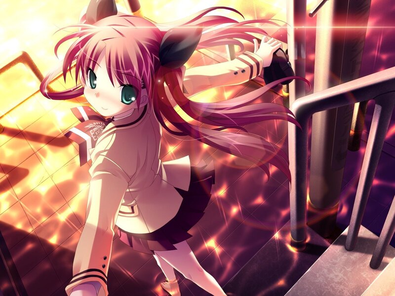 anime girl on stairs