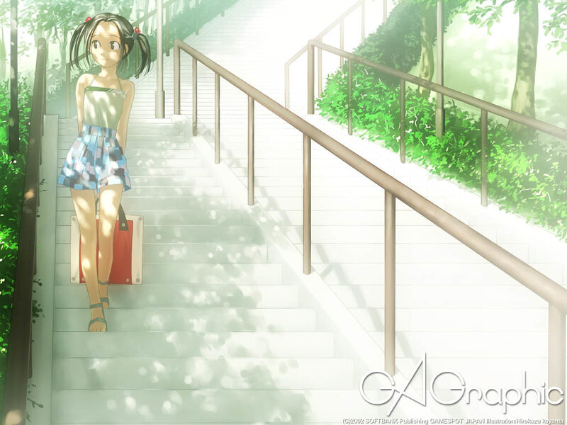 anime girl on stairs