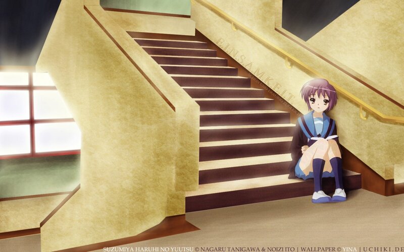 anime girl on stairs