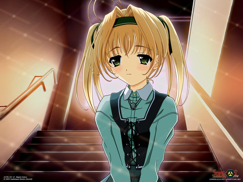 anime girl on stairs