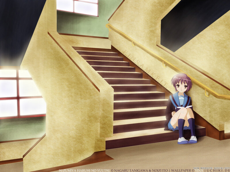 Anime girl on stairs