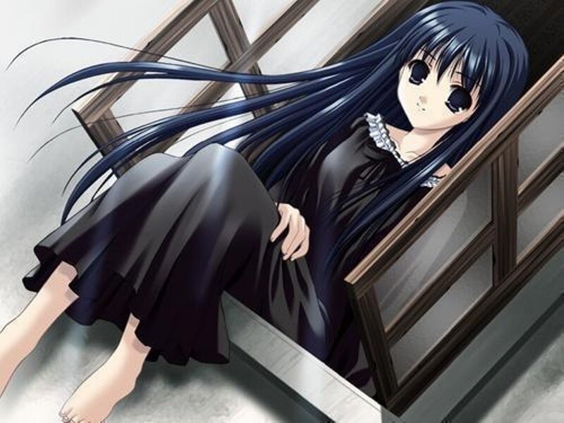 Anime Girl on Stairs — Black