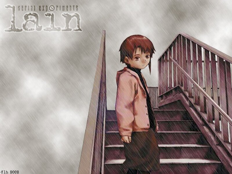 Anime Girl on Stairs — Brown, Dramatic