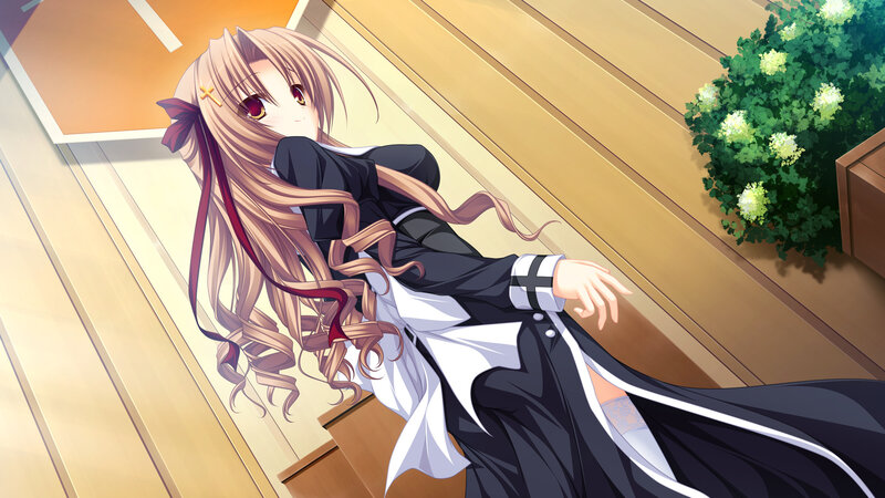 Anime Girl on Stairs — Brown