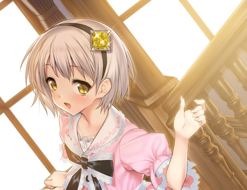 Anime Girl on Stairs — Pink