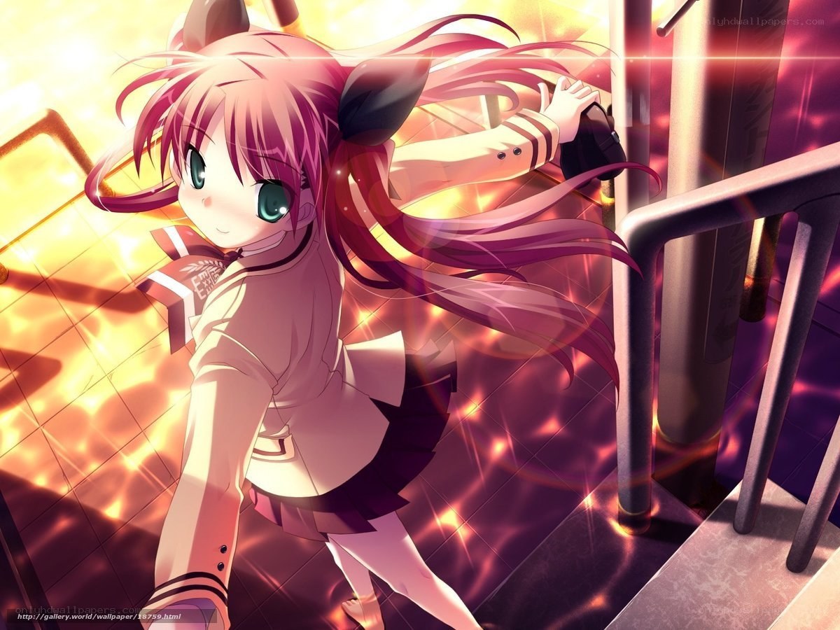 anime girl on stairs