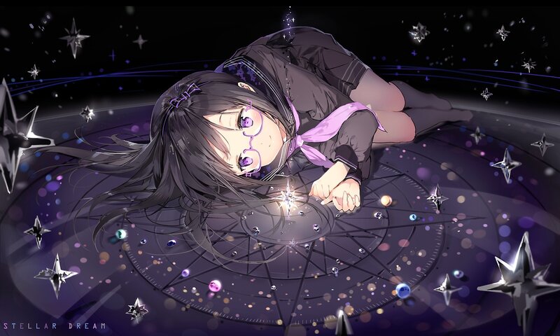 Anime Girl on Star Map