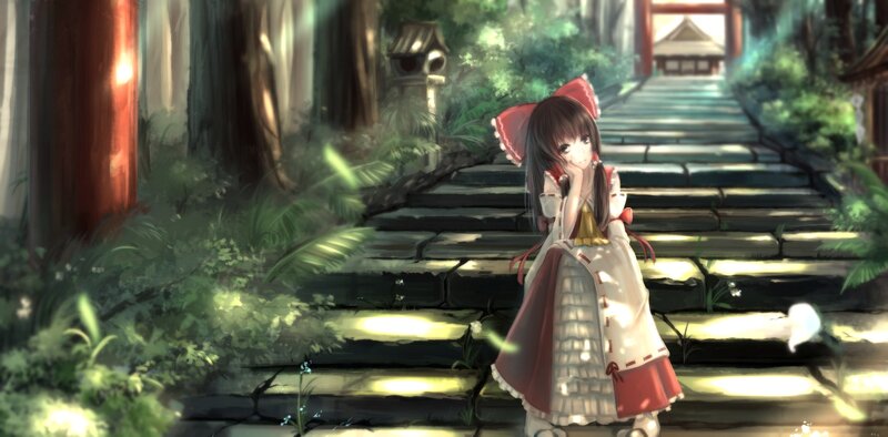 Anime Girl on Steps — Green