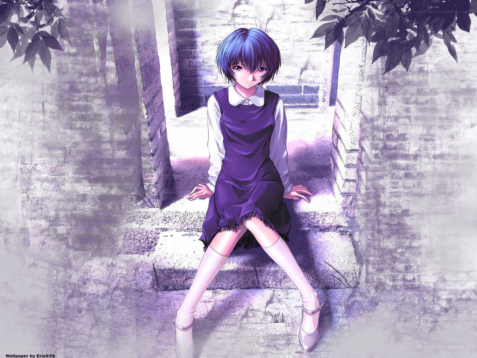 anime girl on steps