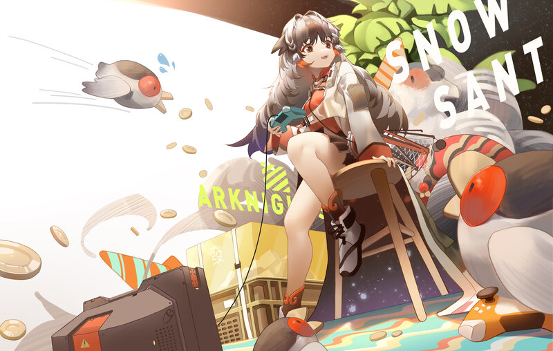 Anime Girl on Stool — White