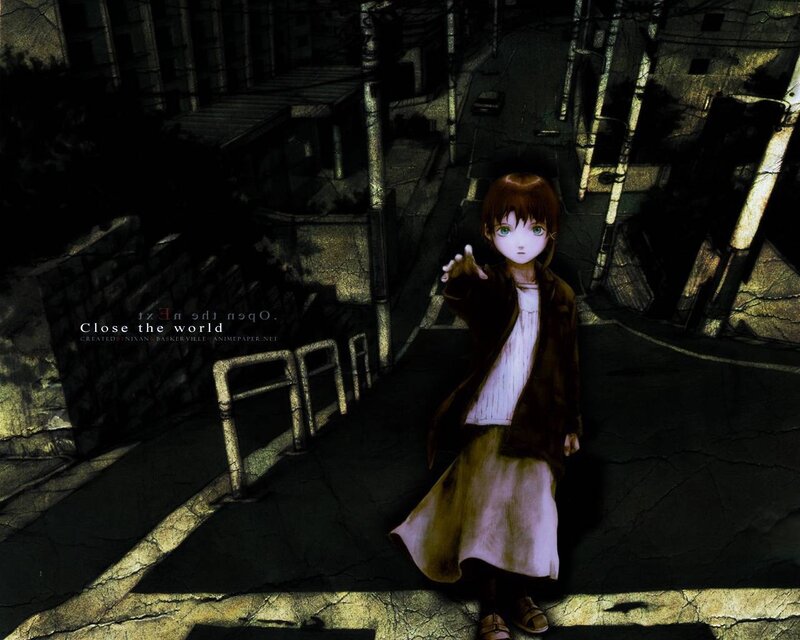 Anime Girl on Street — Black, Dark