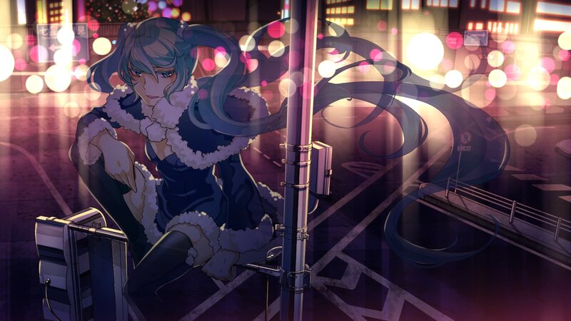 Anime Girl on Street — Blue, Dramatic