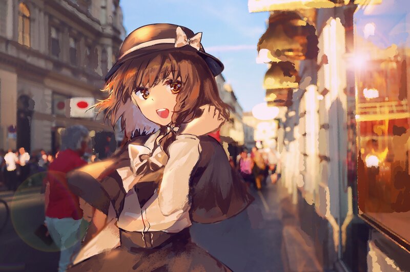 Anime Girl on Street — Brown