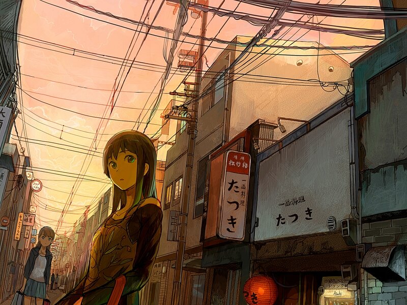 Anime Girl on Street — Orange