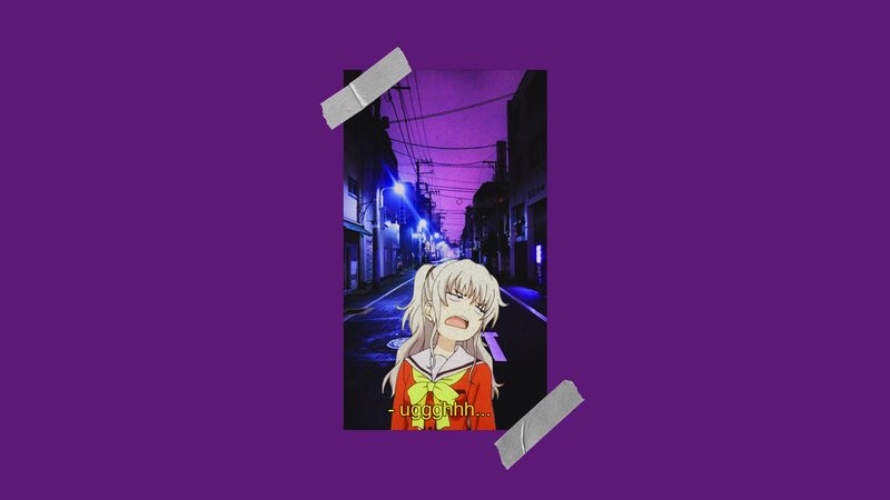 Anime Girl on Street — Purple, Dramatic