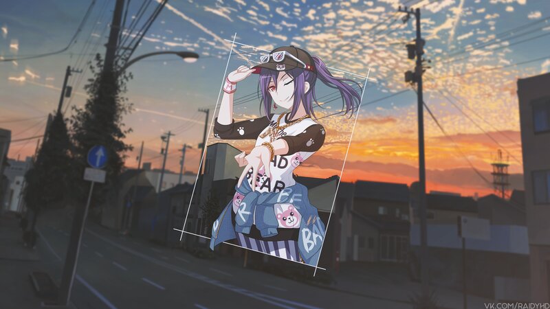 Anime Girl on Street — Purple
