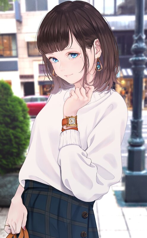 Anime Girl on Street — White, Calm, Afternoon