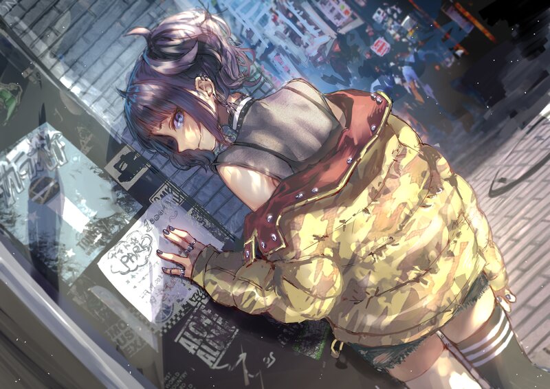 Anime Girl on Street — Yellow