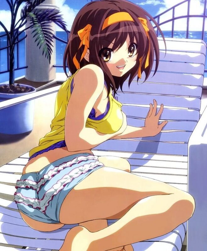 anime girl on sun lounger