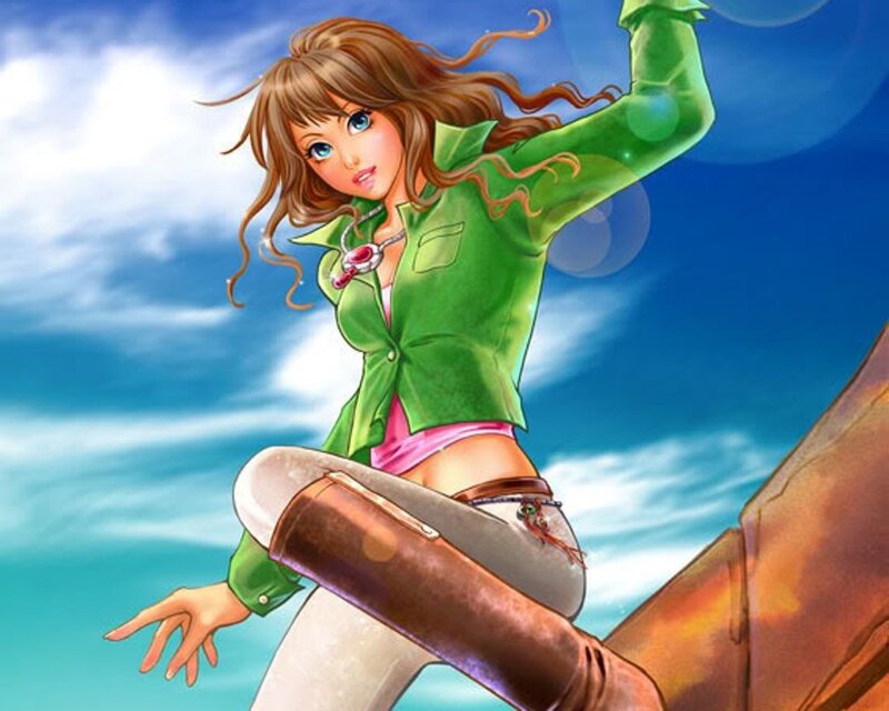 Anime Girl on Surfboard