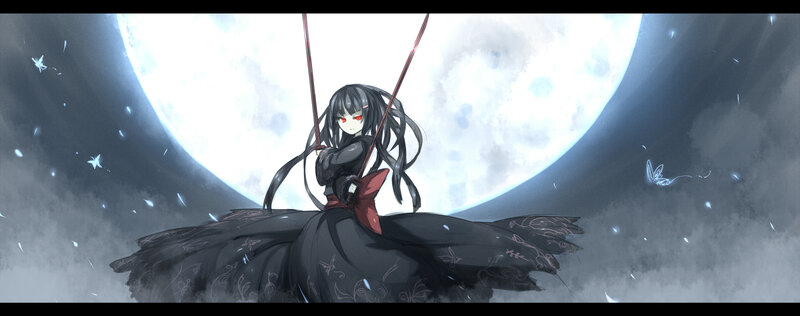 Anime Girl on Swing — Black