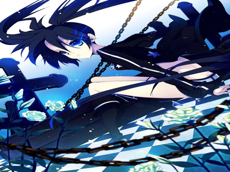 Anime Girl on Swing — Blue, Dramatic