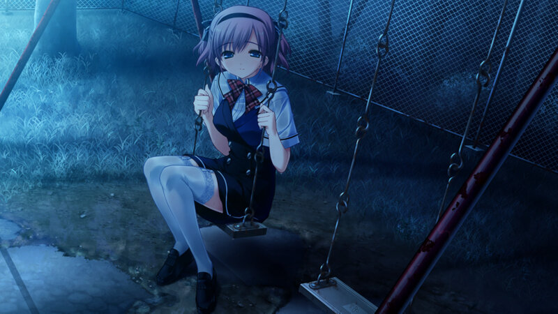 Anime Girl on Swing — Blue, Melancholic