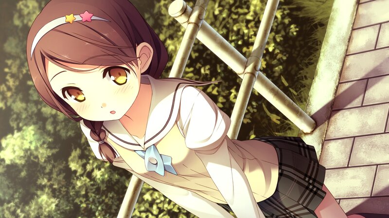 Anime Girl on Swing — Brown, Calm