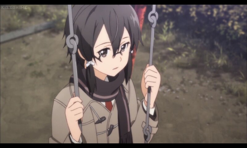 Anime Girl on Swing — Gray