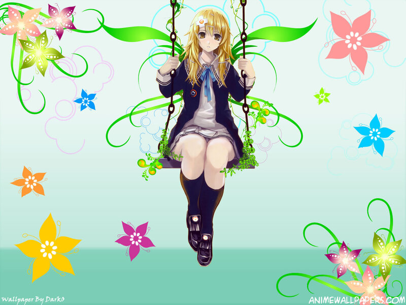 Anime Girl on Swing — Green, Playful