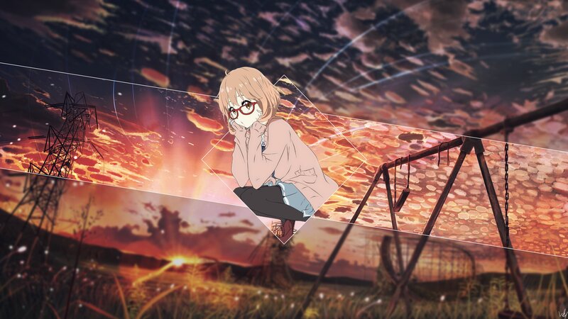 Anime Girl on Swing — Orange, Dramatic