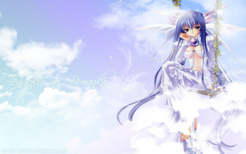 Anime Girl on Swing — Purple, Serene