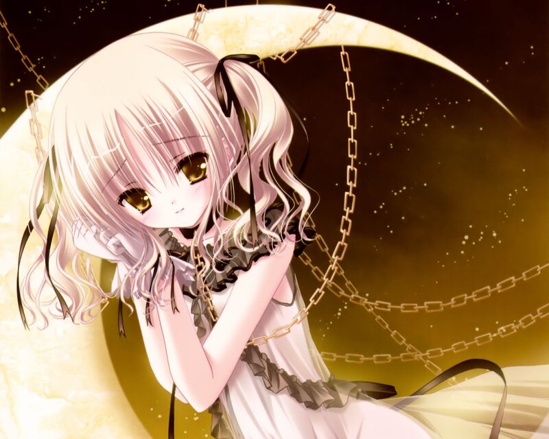Anime Girl on Swing — White, Dreamy