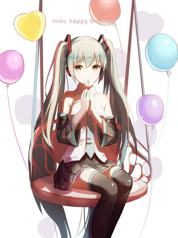 Anime Girl on Swing — White, Festive